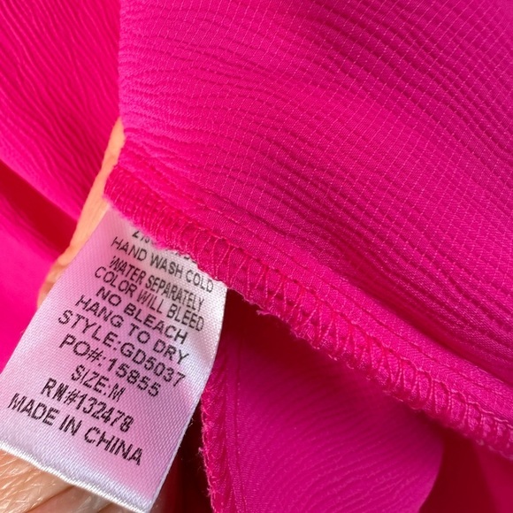 Glam Hot Pink V-Neck Dress - Picture 4 of 4